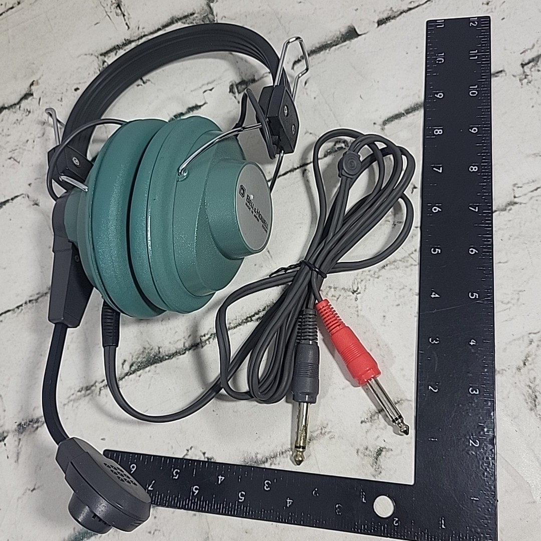 Vintage Bell And Howell Mono Headset Mic Headphones Heavy Duty