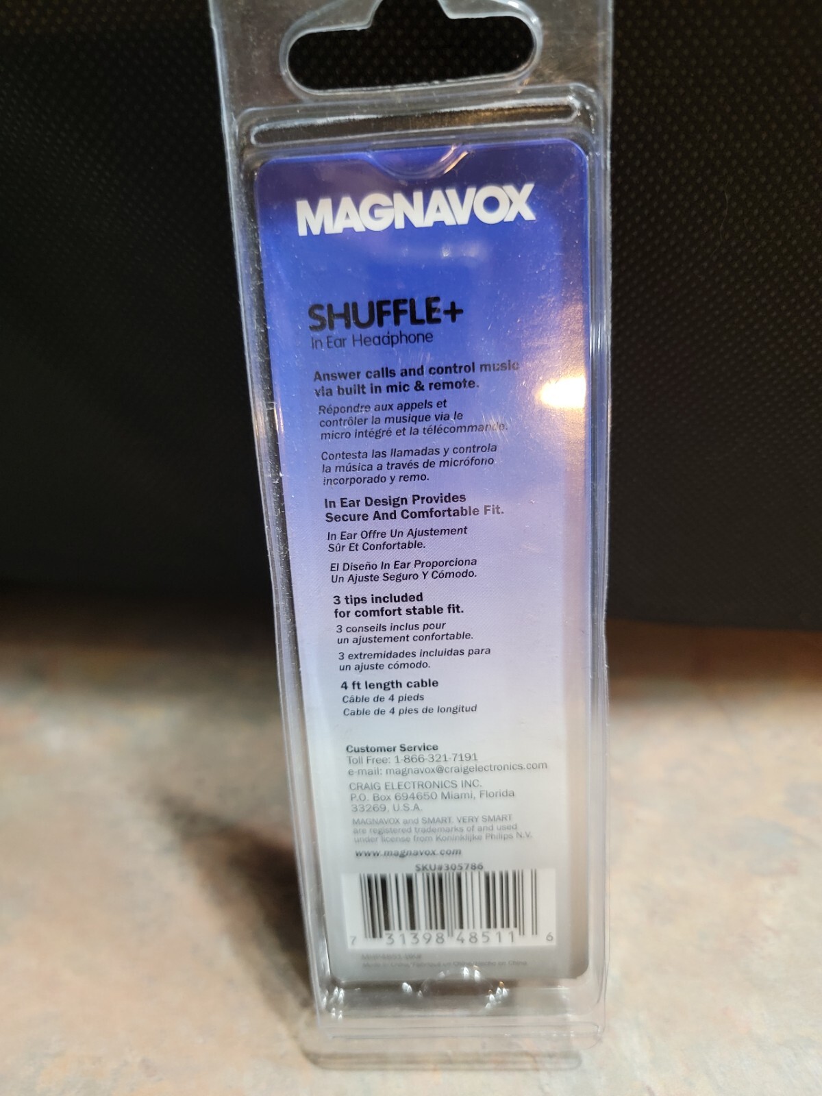 Magnavox Shuffle In Ear Headphones Clear Bass 8.6mm Great Sound Black Earbuds