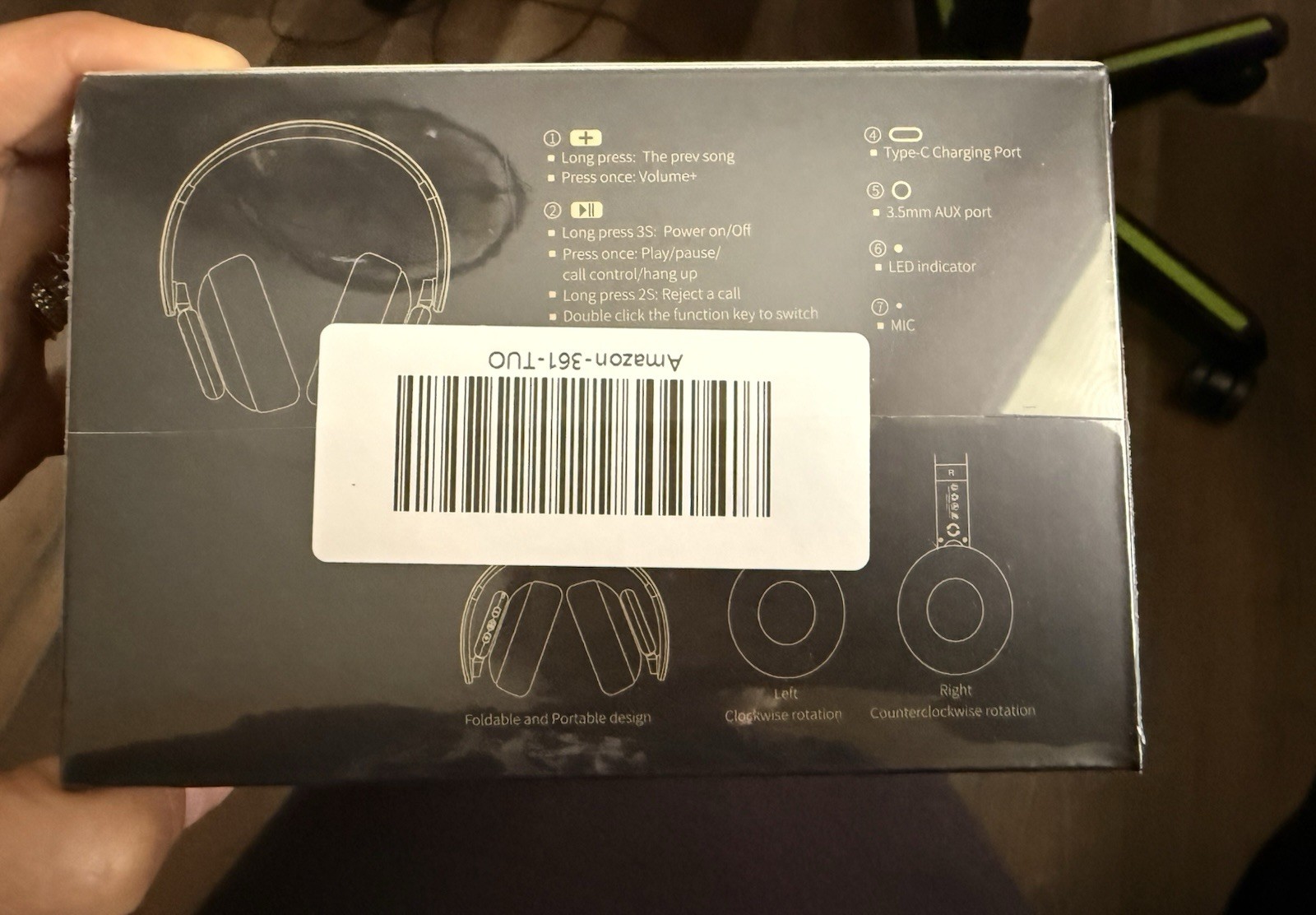 V8 Bluetooth Headphones 80 Hours Playtime Wireless Built in Mic NEW