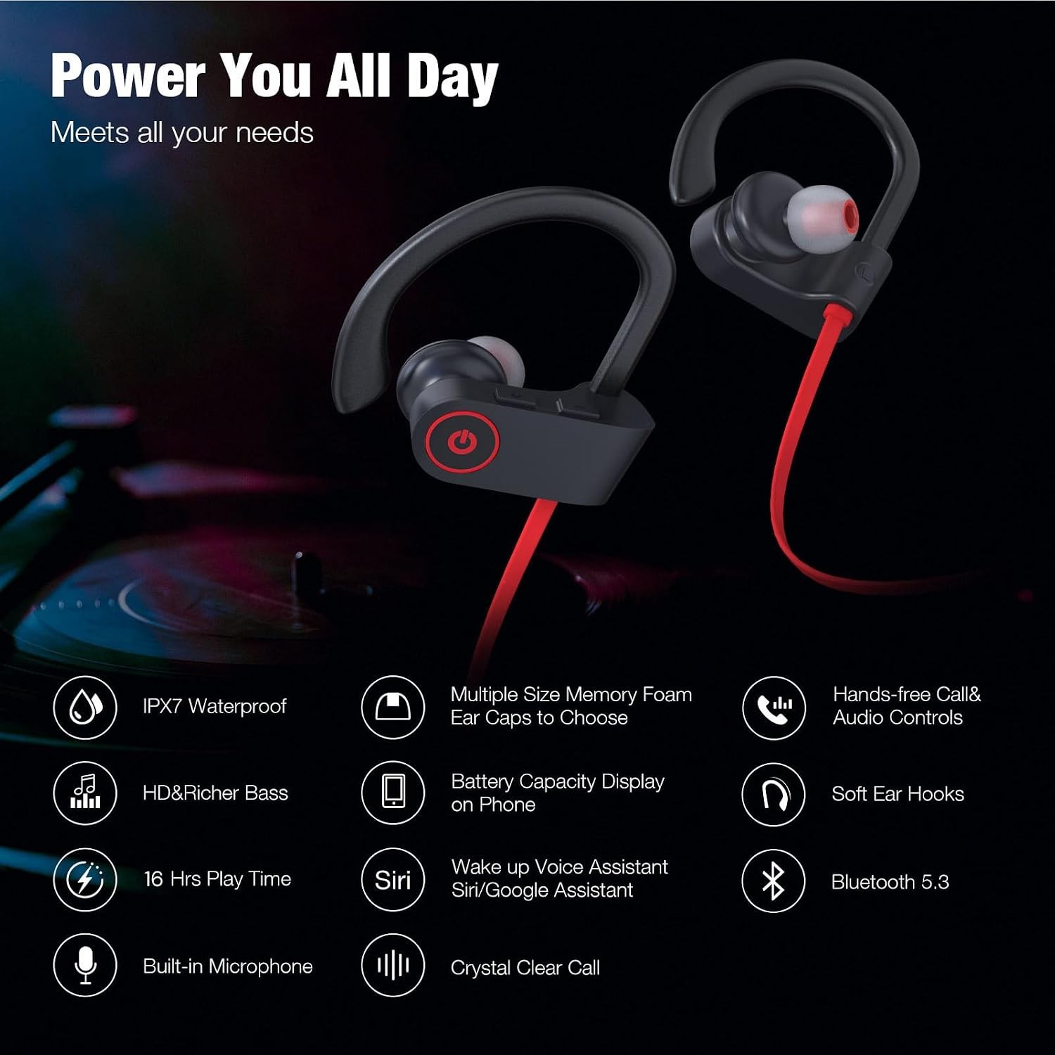 Waterproof Bluetooth 5.0 Stereo Sport Wireless Headphones in Ear Headset lot USA