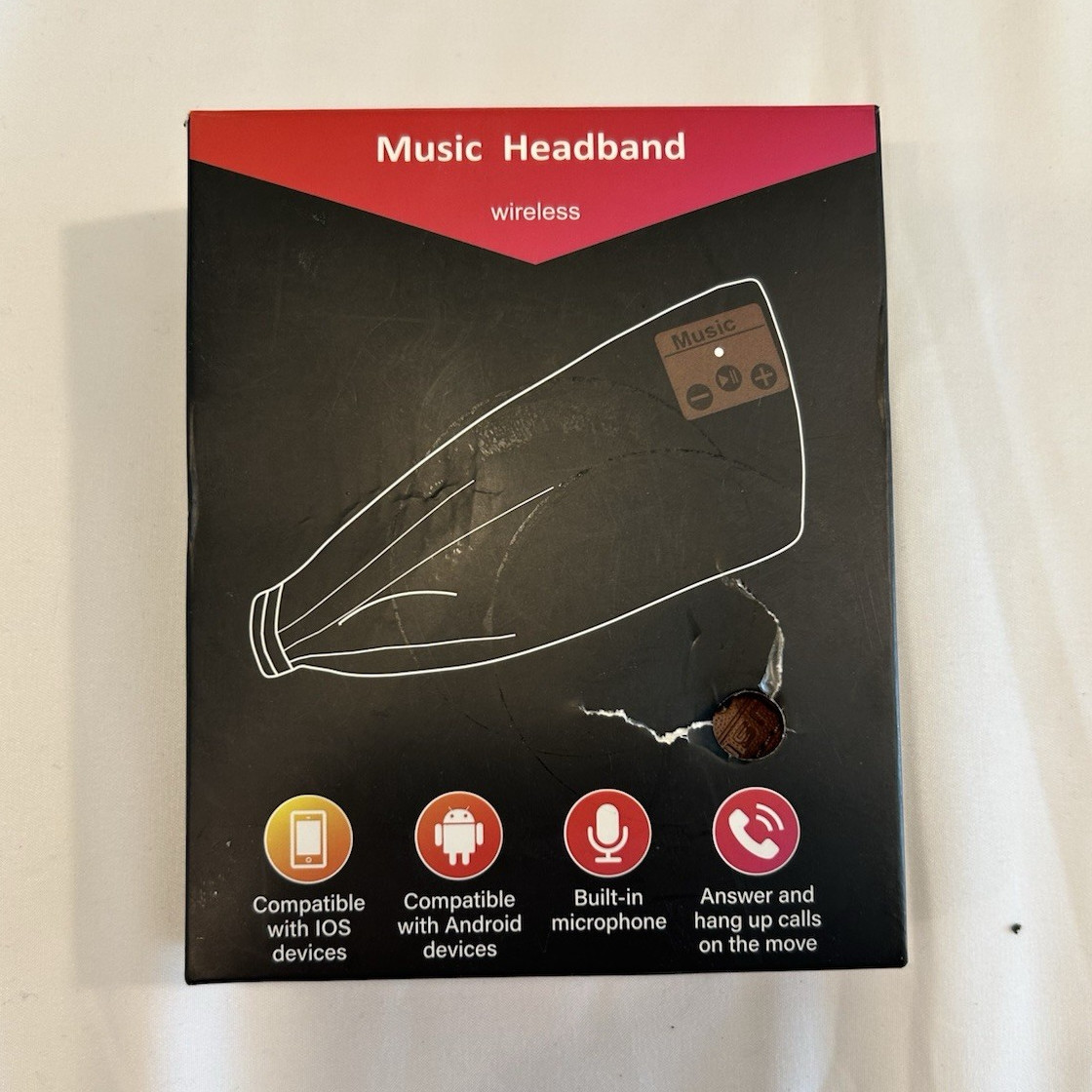 Wireless Bluetooth Music Headband Headphones Built-In Mic HF012 Gray/Blue