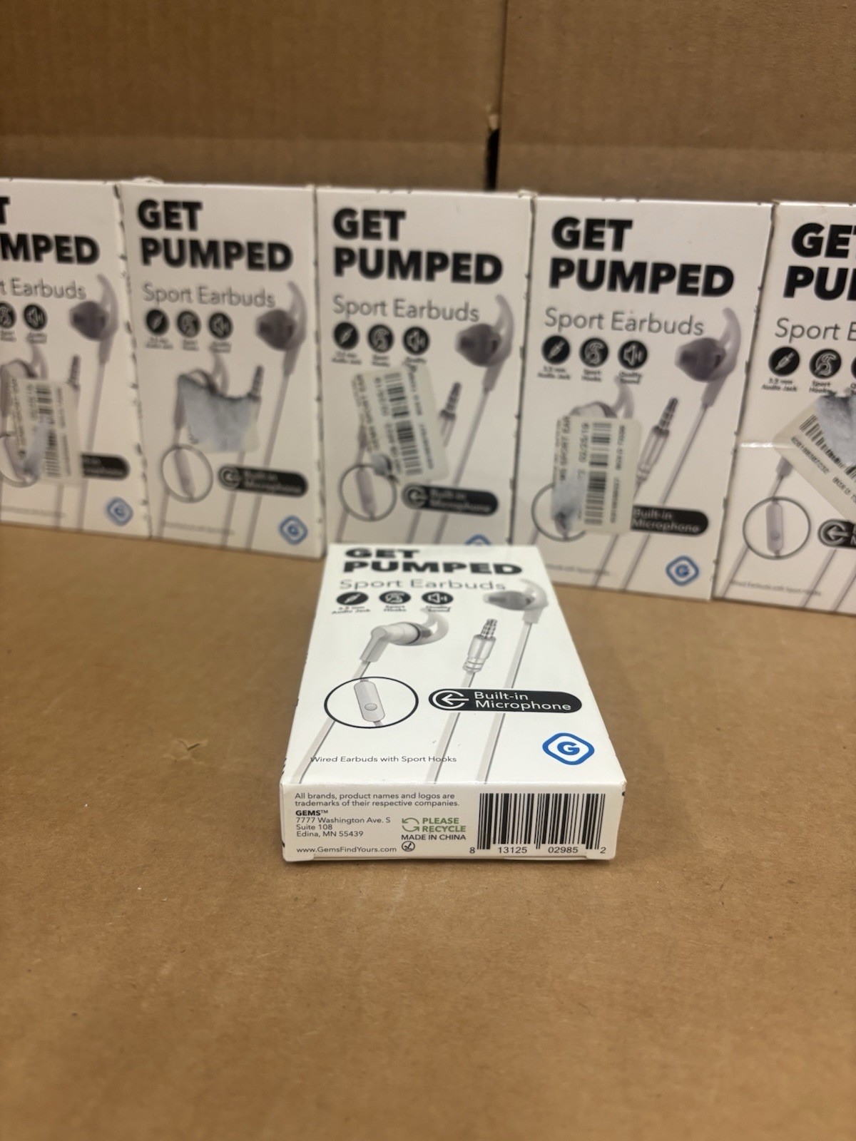 6-Pack GEMS Get Pumped Sport Earbuds 3.5 mm Audio Jack Built-in Microphone