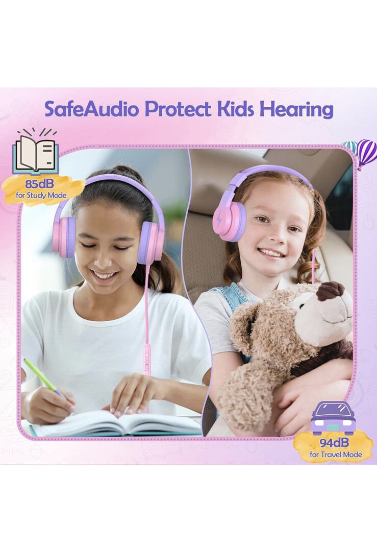 Kids Headphones, Kids with Microphone, 85/94Db Volume Limiter Headphones