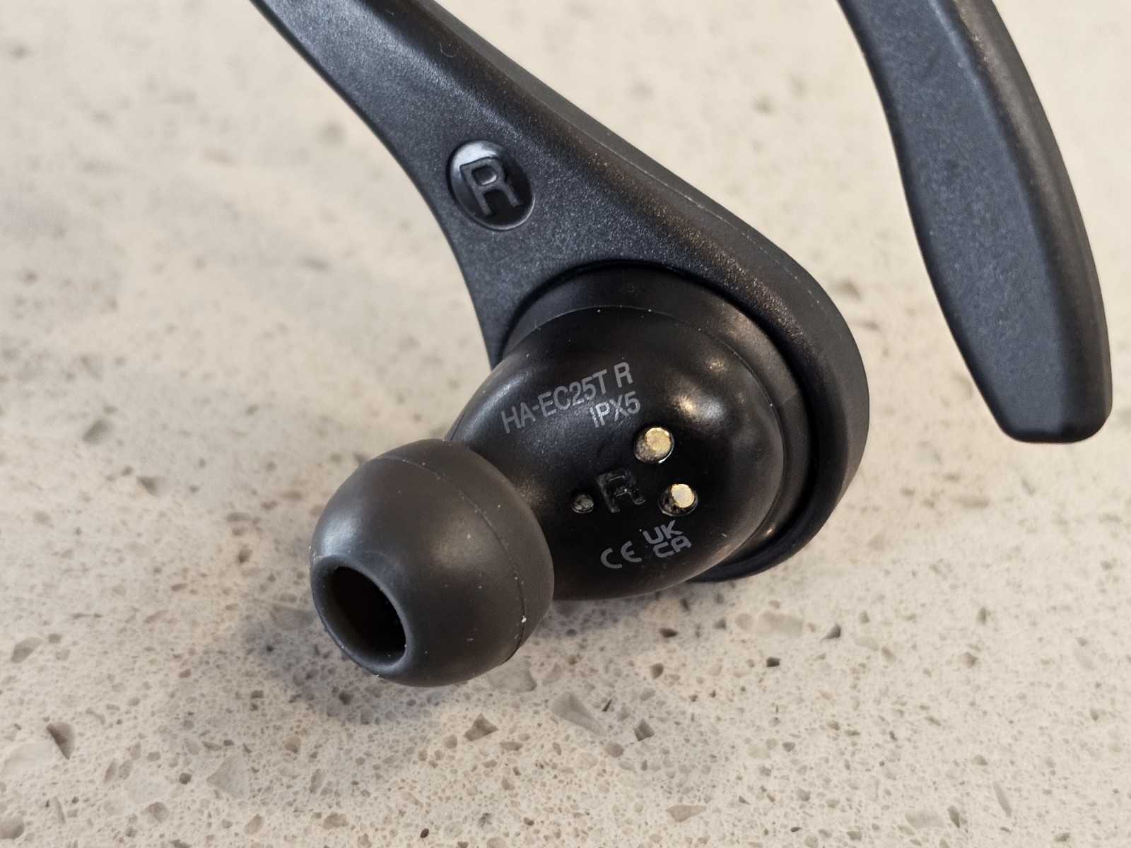 JVC Fitness Series True Wireless Bluetooth Earbud w/ Earhook, Black -HA-EC25T R