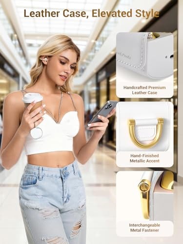JewelPods C01 Pro Open Ear Headphones,Clip Yellow Gold & Leather Contemporary