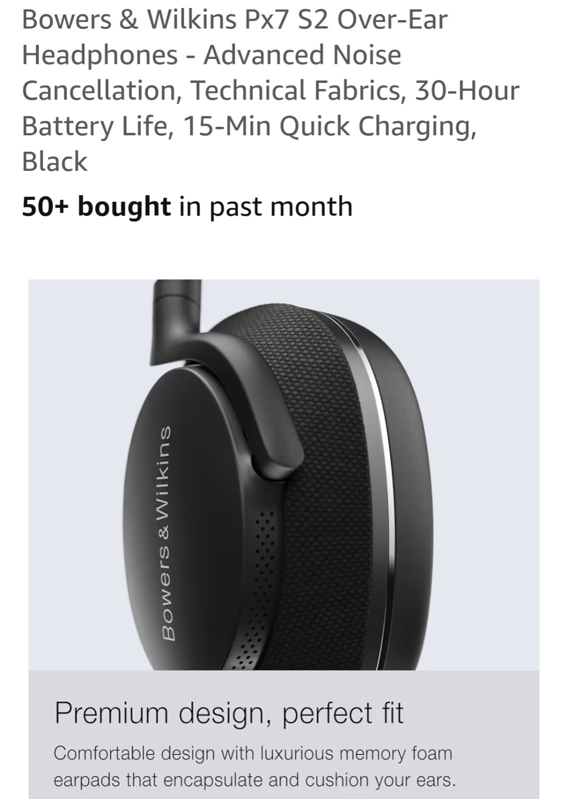 NewOpen Bowers & Wilkins Px7 S2 Over-Ear Headphones – Advanced Noise
