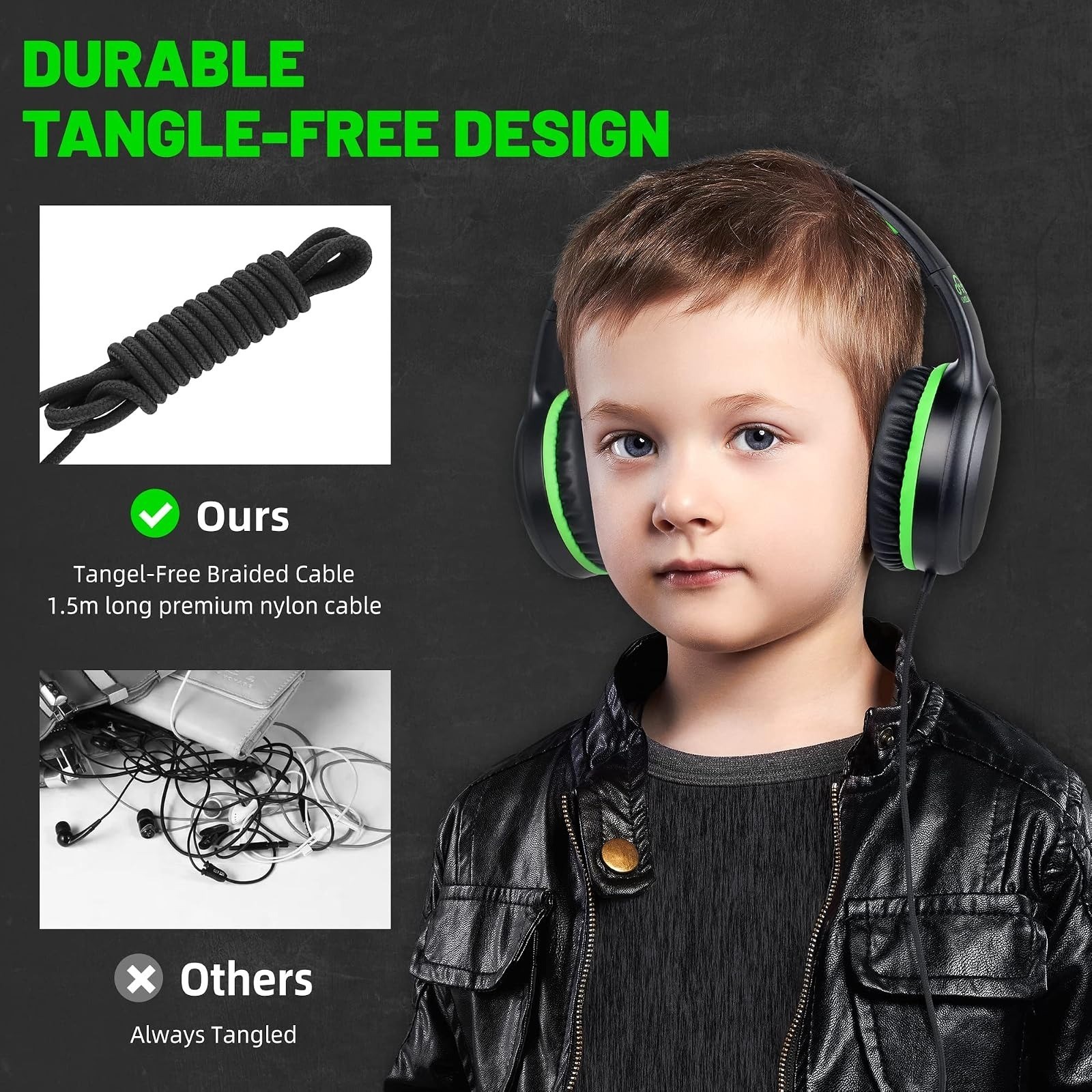 UKELALA U2 Wired Headphones for Kids | Foldable Lightweight On-Ear