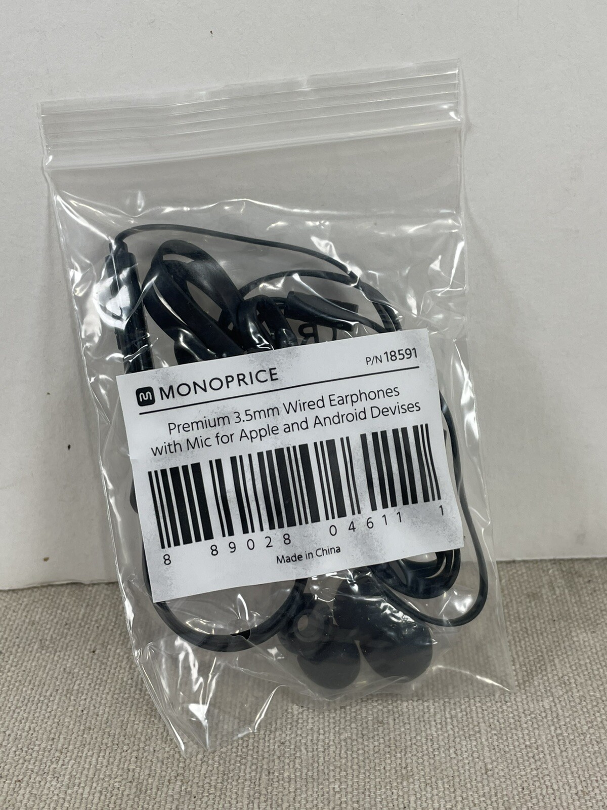 Monoprice Premium 3.5mm Wired Earbud Headphone iPhone Samsung In Line Microphone