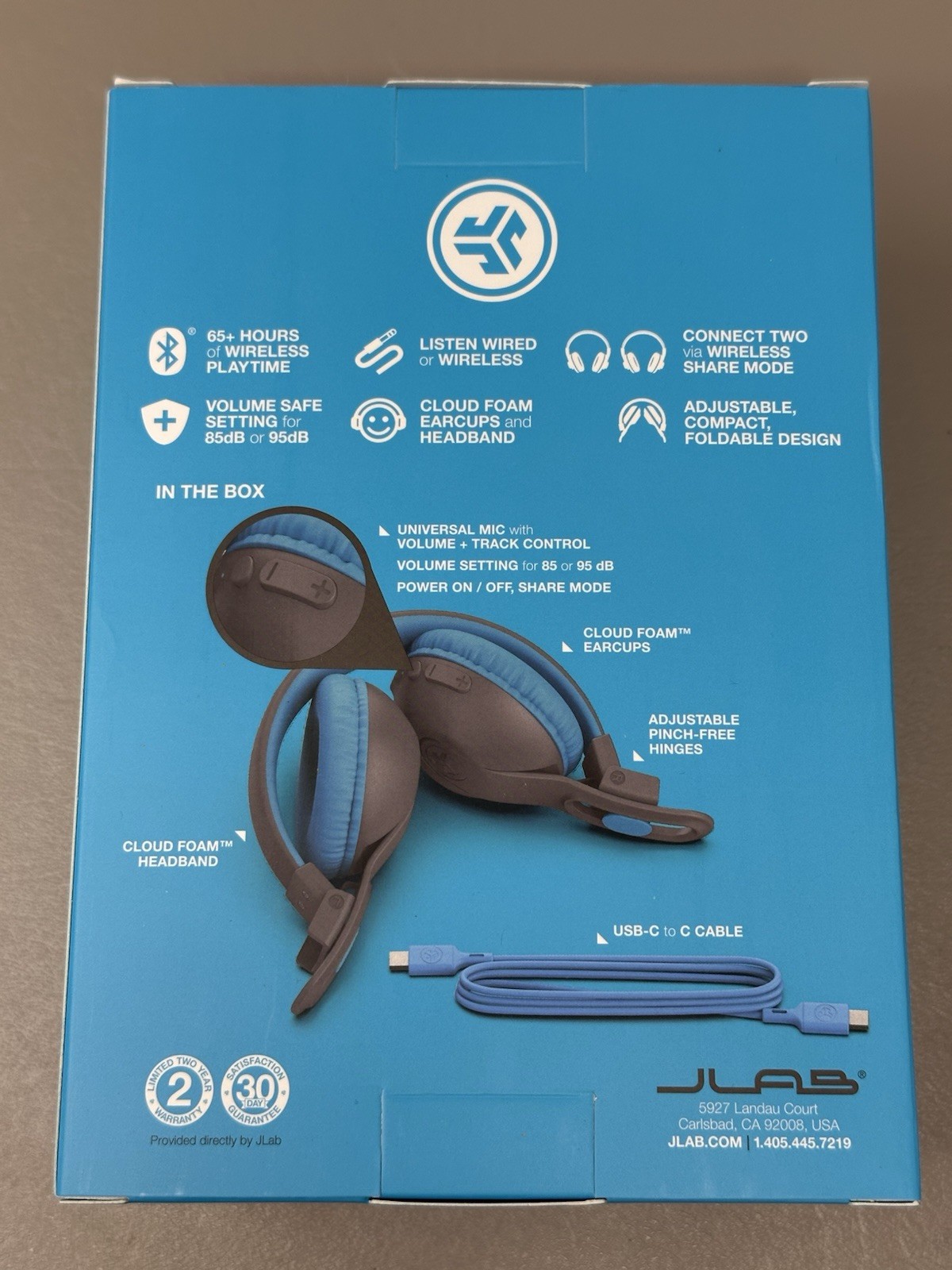JLab JBuddies Studio 2 2-in-1 Wireless Wired On-Ear Kids Headphones Grey Blue