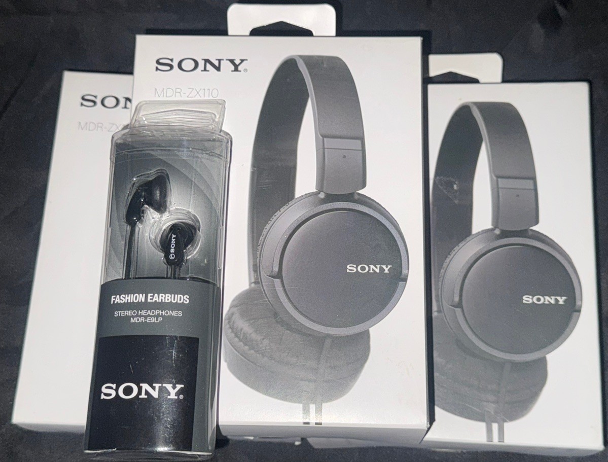 SONY – NEW 3 LOT + 1 Bonus Buds MDR-ZX110 Ear-Pad On the Ear Headband Headphones