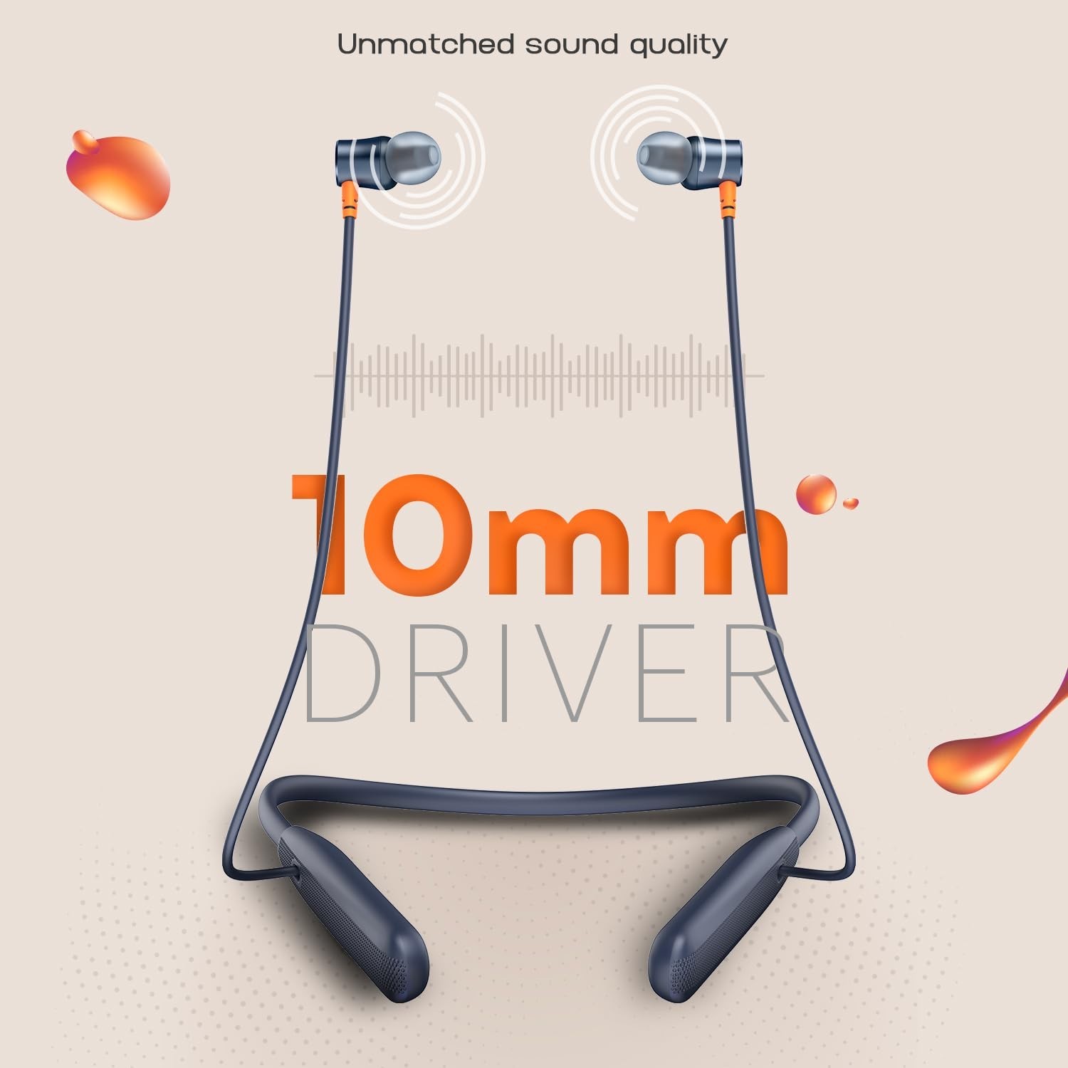 Noise Airwave Bluetooth in Ear Neckband with 50H of Playtime, Midnight Blue