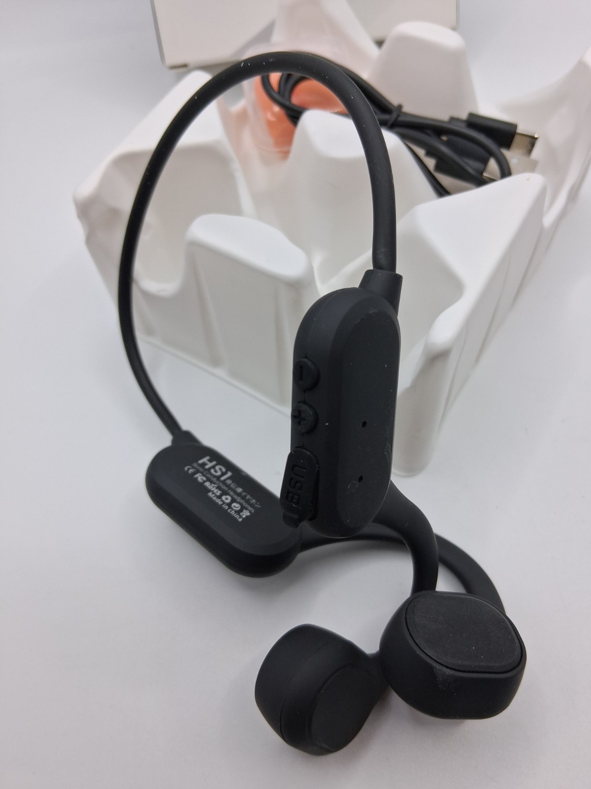 HS1 Bone Conduction Headphones, Open-Ear Wireless Bluetooth, Black & Grey