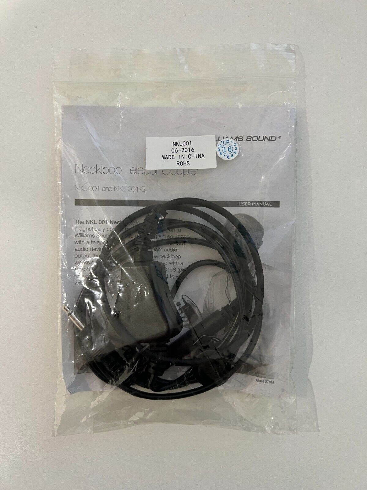 Williams Sound NKL 001 Neckloop 18 (Mono Plug) Use with Hearing Aids with T-Coil