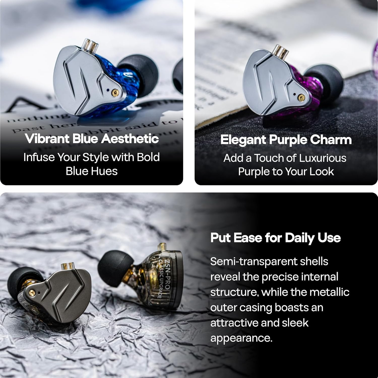 Linsoul KZ ZSN Pro Dual Driver 1BA+1DD Hybrid Metal Earphones Hifi In-Ear Monito