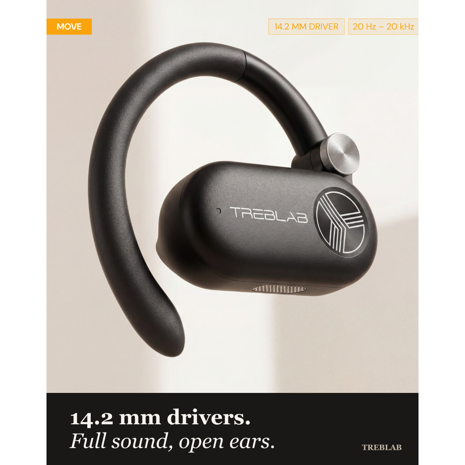TREBLAB X-Open – True Open Ear Wireless Earbuds, Lightweight, 40H Playtime