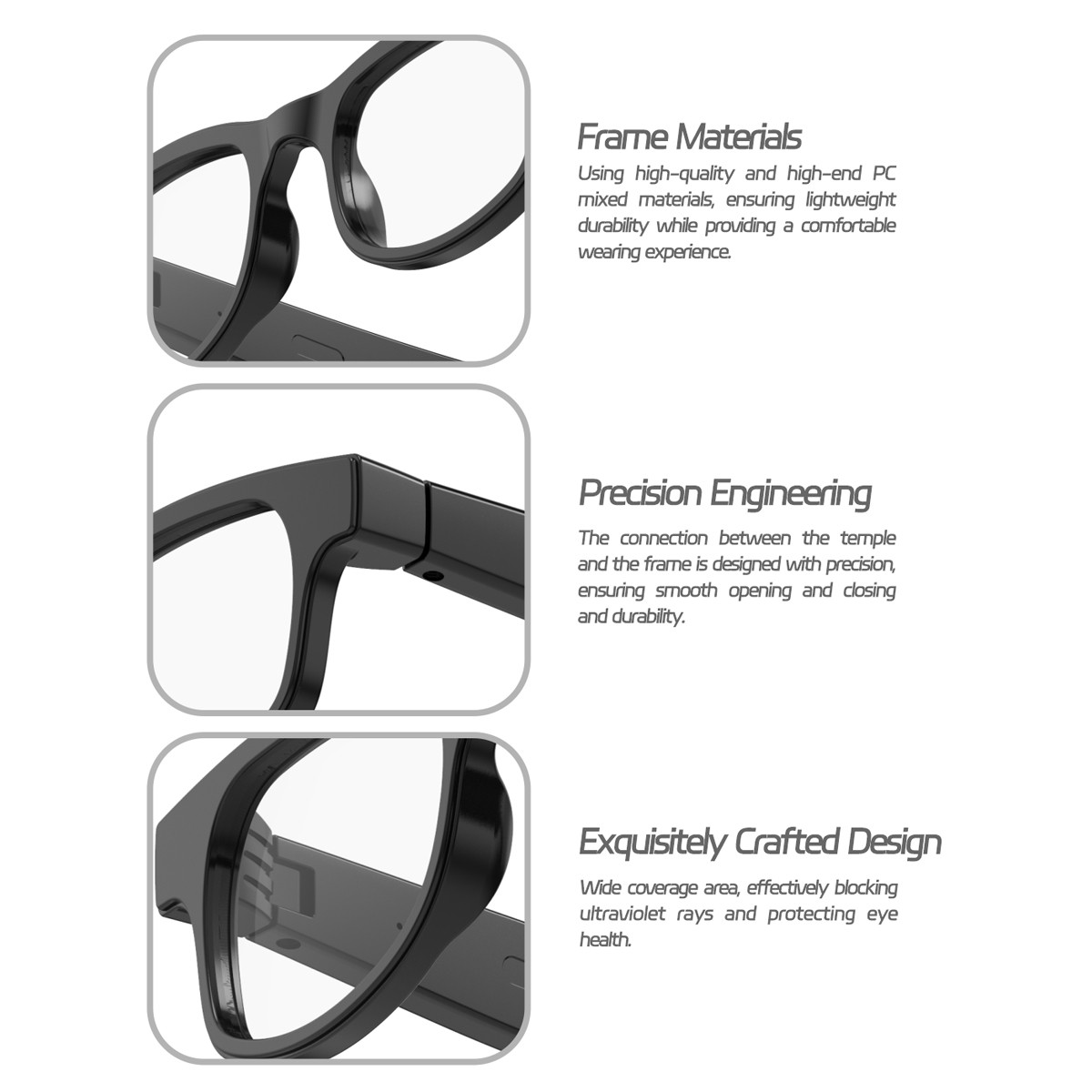 Smart Bluetooth 5.4 Sunglasses Polarized OWS Headphones Stereo Speaker Headsets