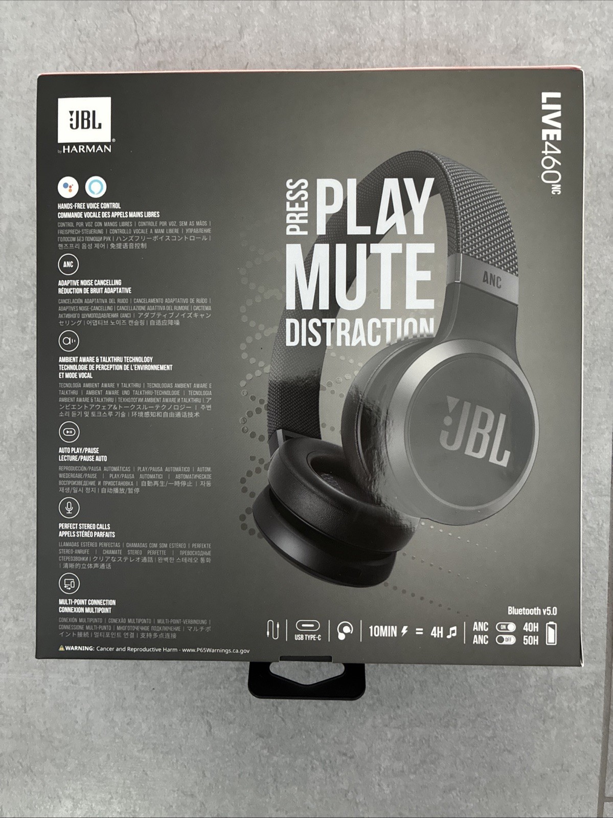 JBL Live 460NC Wireless Bluetooth On-Ear Headphones Black