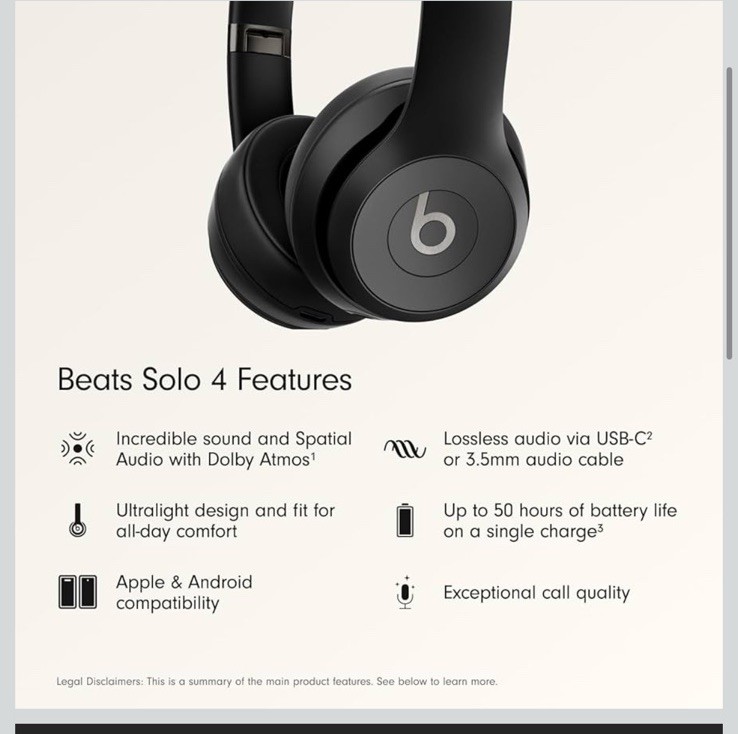🔥Beats Solo 4 Wireless On-Ear Bluetooth Headphones New No Box Matte Black