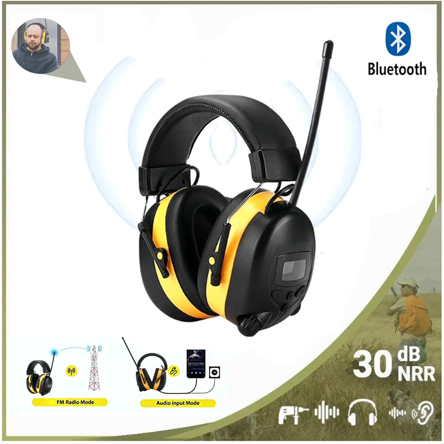 FM Radio Headphone with Digital Display Ear Protection Noise Reduction Earmuffs