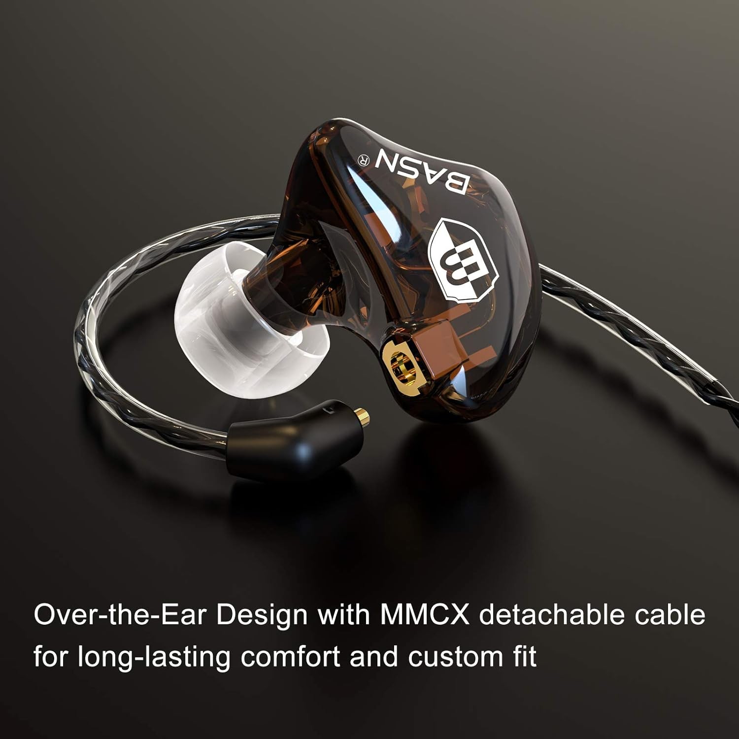 BASN in-Ear Monitor Headphones Dual Dynamic Drivers IEM Earphones Brown