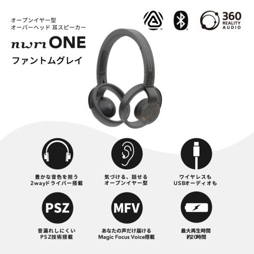 【US/DDP】 nwm ONE Open Ear Over-Ear Headphones On Ear Speaker Phantom Gray NEW