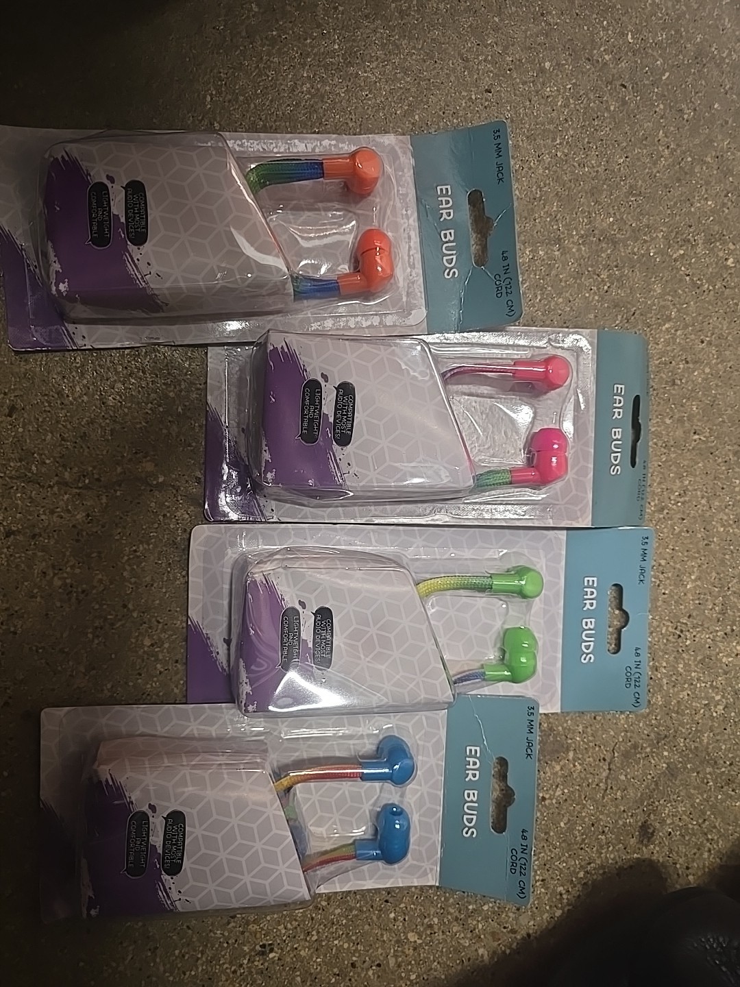 Set Of 5 E-CIRCUIT EarBuds Lightweight Comfortable 48 INCH CORD 3.5mm audio Jack