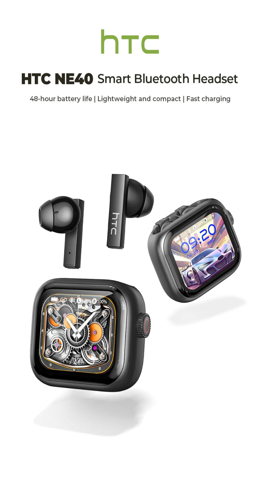 HTC NE40 Bluetooth 6.0 Wireless Translation Earphones, IPX4, Long Battery Life