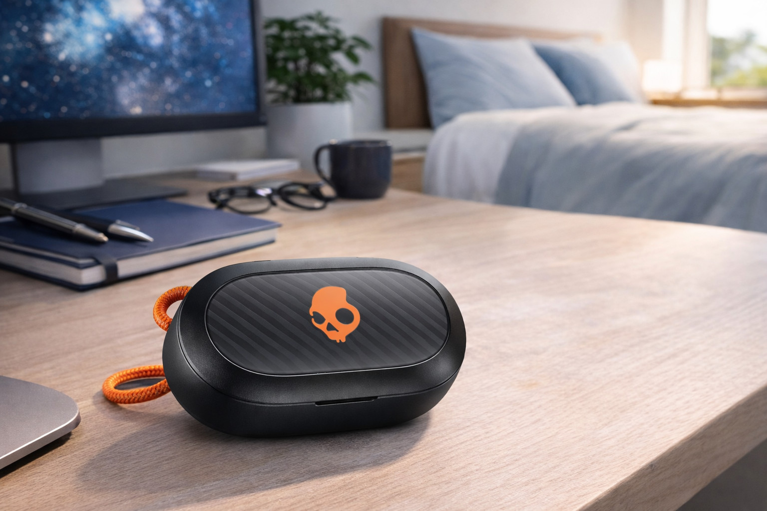 Skullcandy Sesh ANC Noise-Canceling True Wireless Earbuds Black and Orange S2SAW