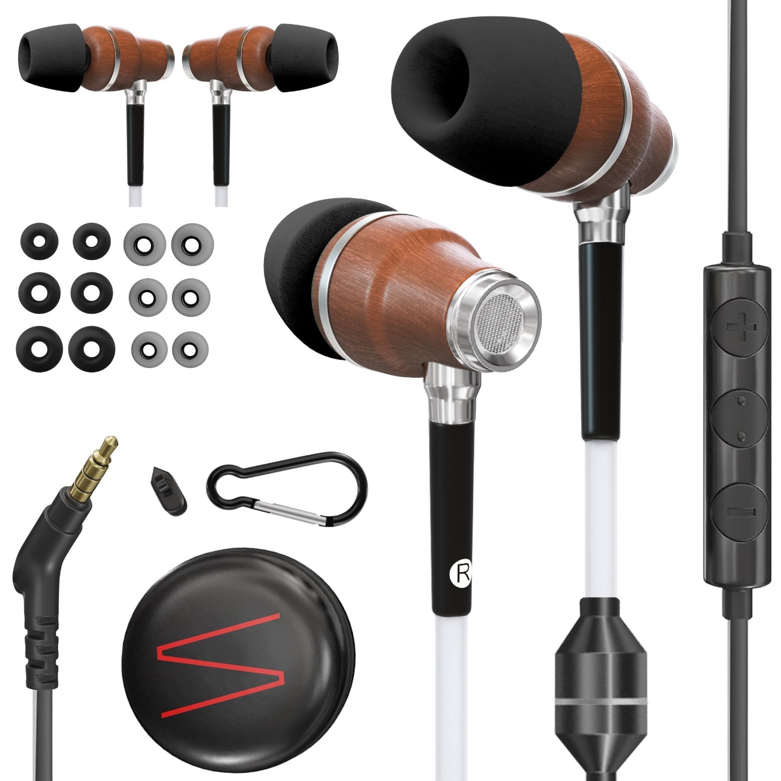 Premium Airtube Headphones, EMF Protection Earbuds, 3D Sound, Microphone, 8mm Ba