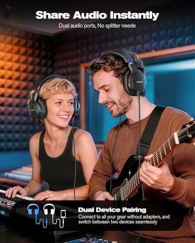 NUBWO HD01 Wired Over Ear Studio Monitor Headphones with 1/4 inch Adapter