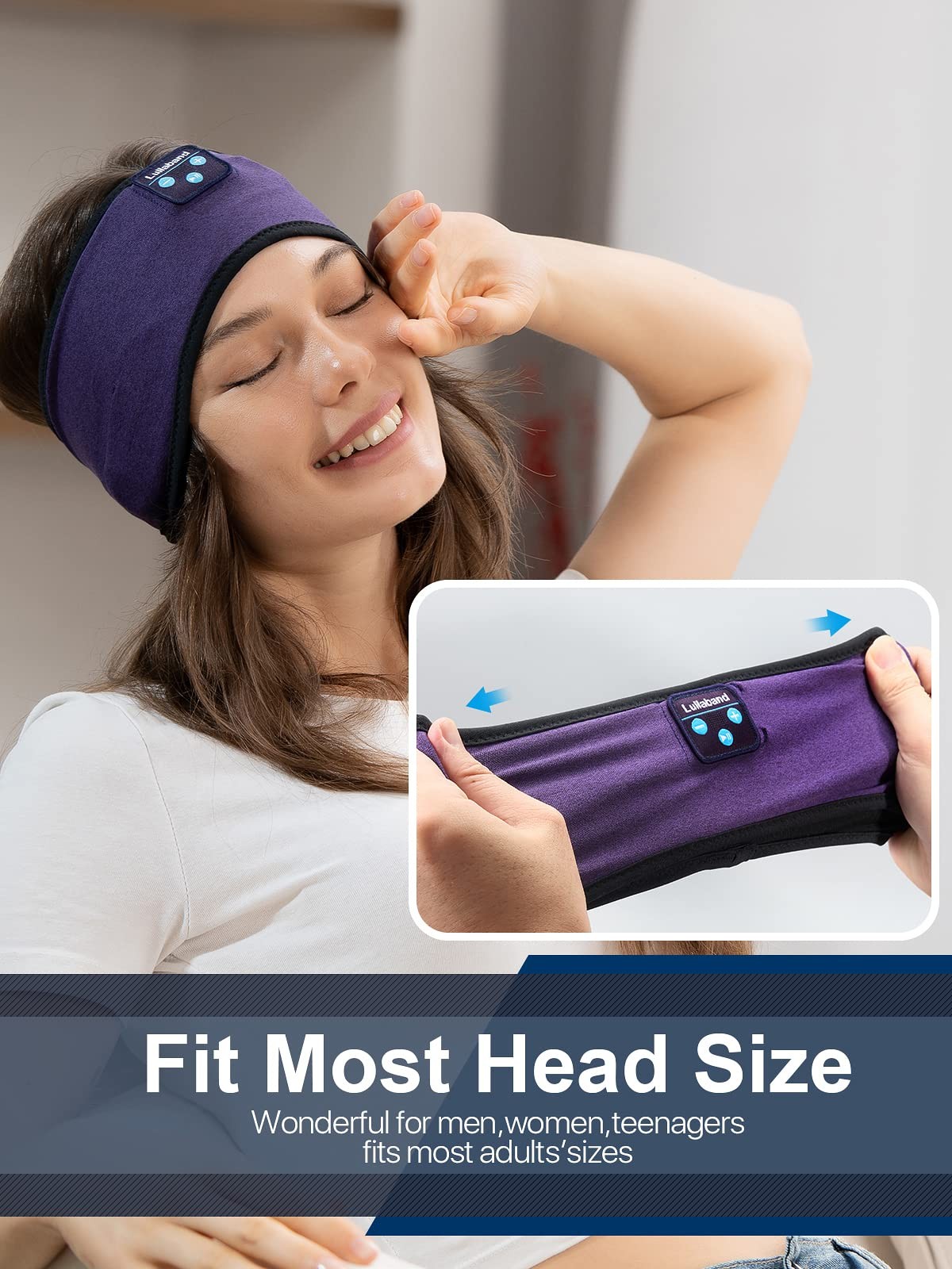 Lullaband Bluetooth Headband Headphones, 1 Count (Pack of 1), Dark Purple