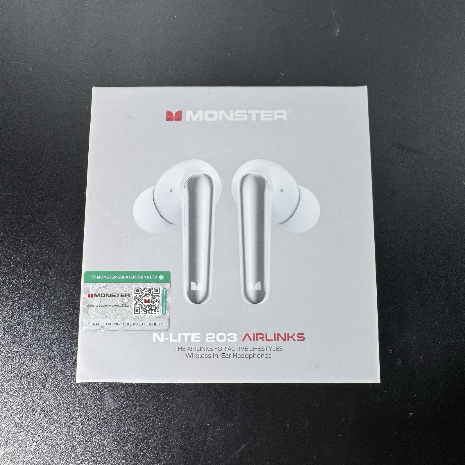 Monster N-Lite 203 AirLinks Wireless Earbuds Bluetooth Headphones White Silver