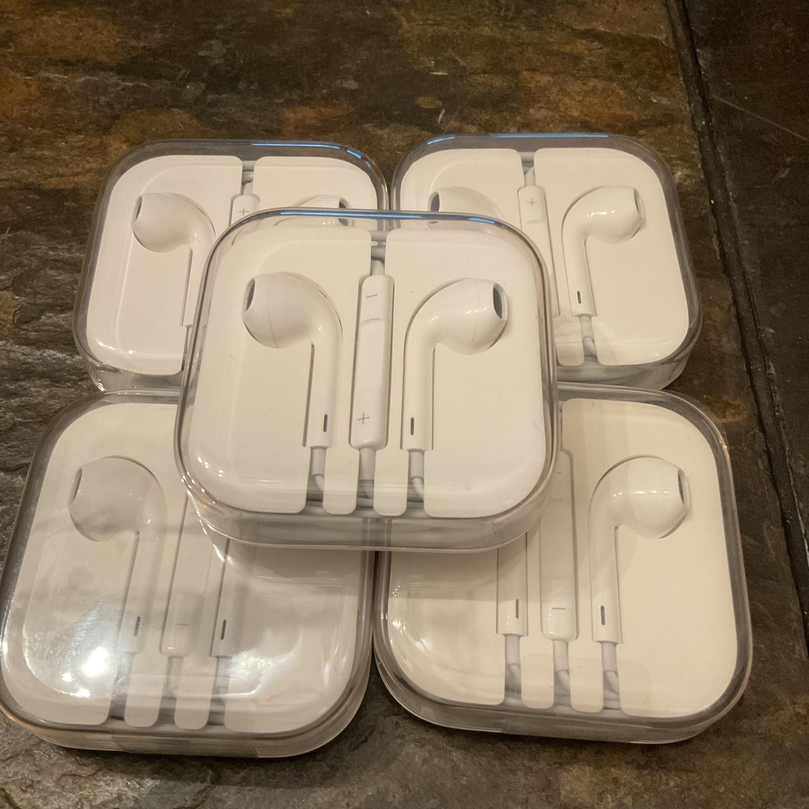 LOT OF 5 New Original iPhone EarPods Wired 3.5mm Headset Earbud Headphones