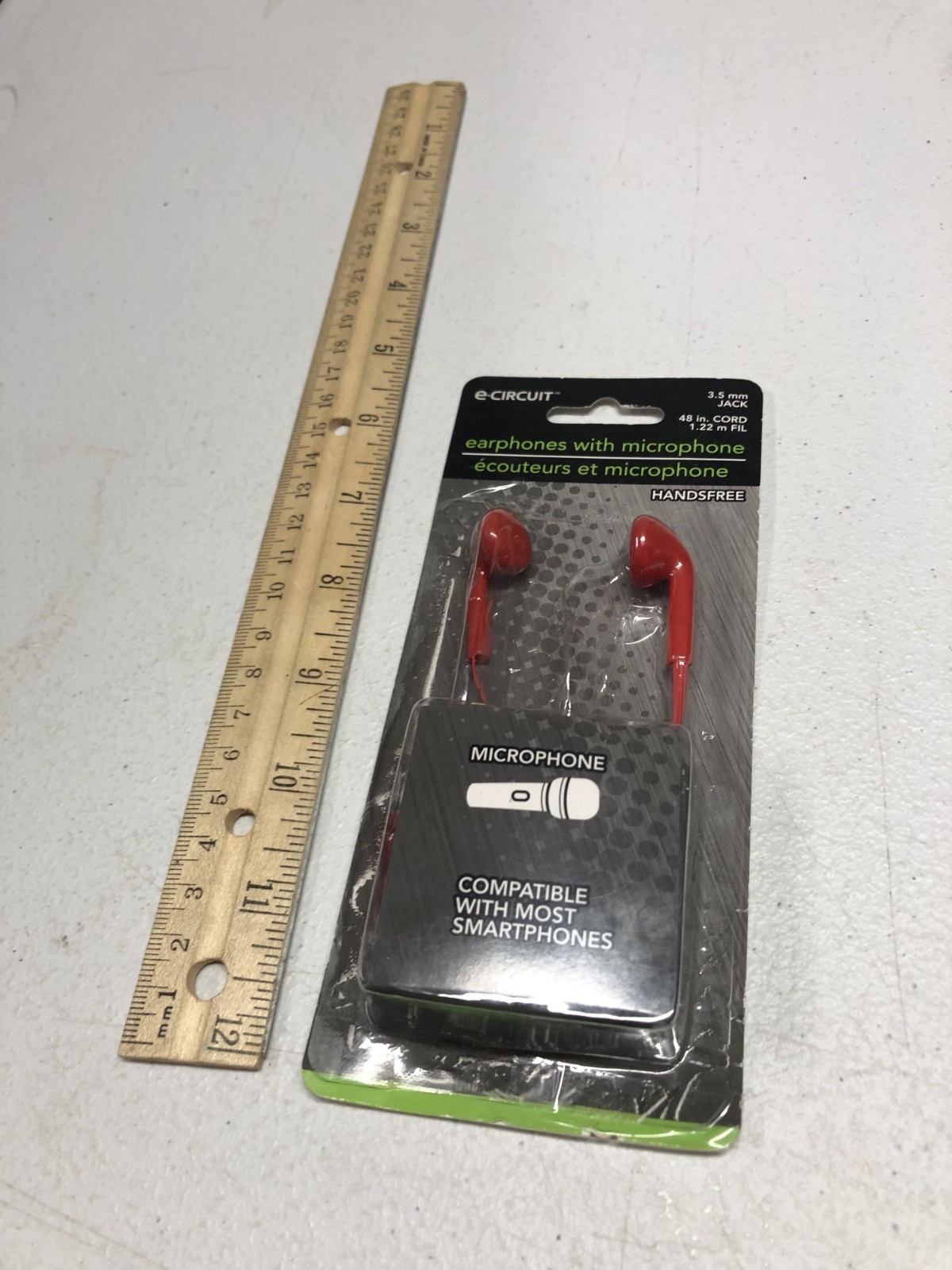 e-CIRCUIT 3.5 mm Jack 48 in Cord Ear Buds Compatible with Most Audio Devices Red