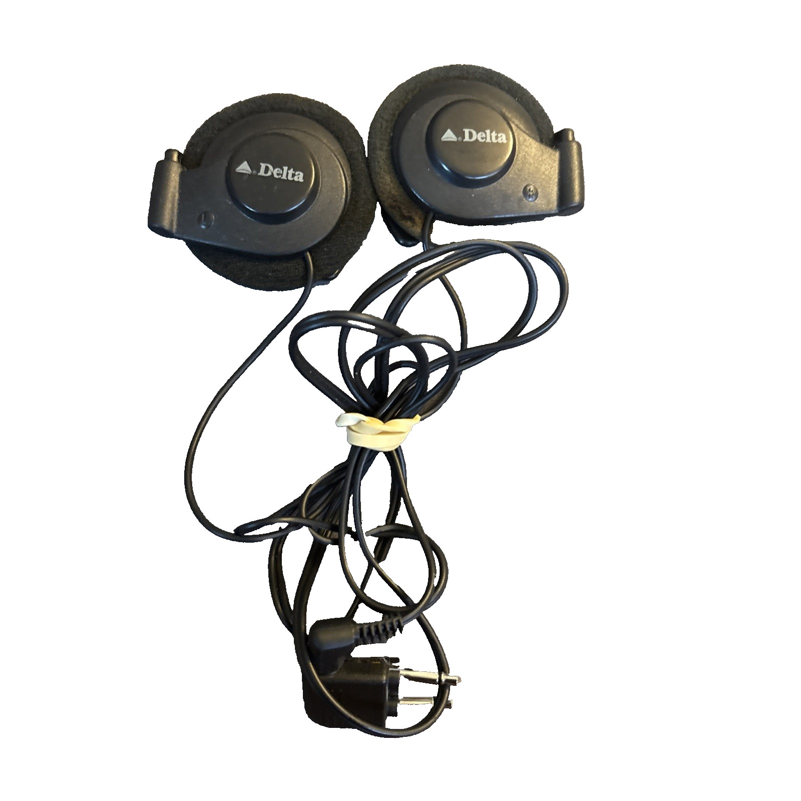 Delta Airlines Over the Ear Headphones Ear Buds Black VINTAGE RARE Plug In