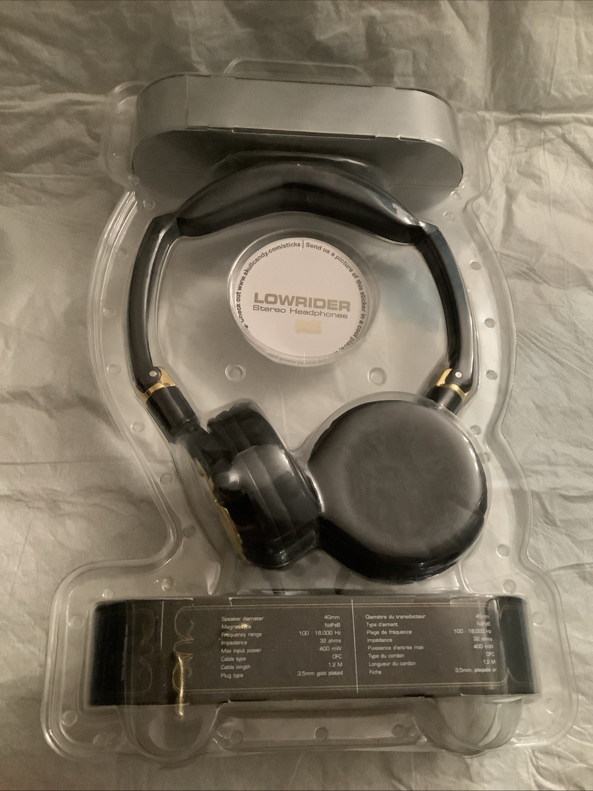 New Skullcandy Lowrider On Ear 40mm Headphones Foldable Liteweight Black & Gold