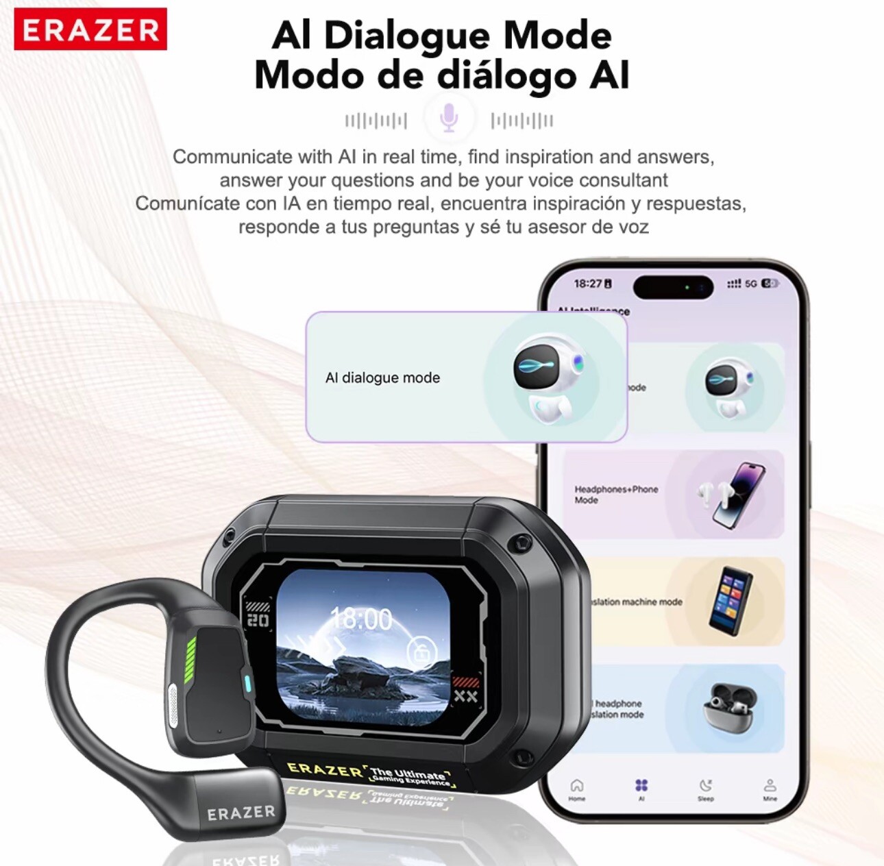 ERAZER XP6 Translate Earbuds Open Free Wireless Bluetooth Earbuds