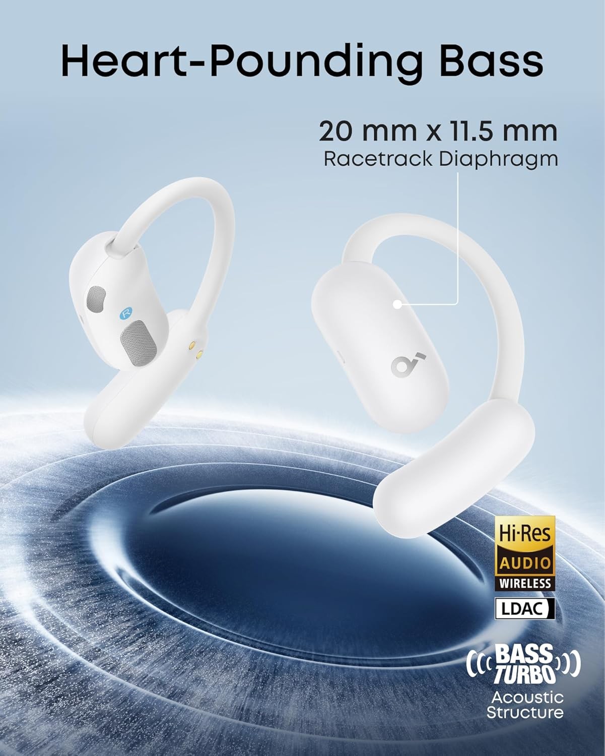 Soundcore AeroFit 2 Open-Ear Headphones – White – Standard A3874Z21