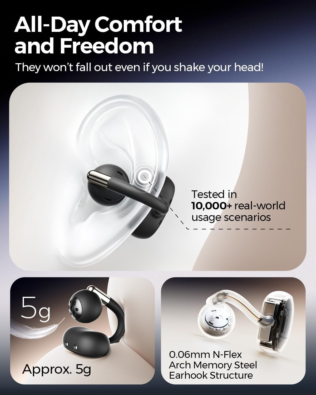 Soundpeats Clip1 Open Ear Wireless Earbuds with Dolby Audio, Hi-Res, Fast Charge