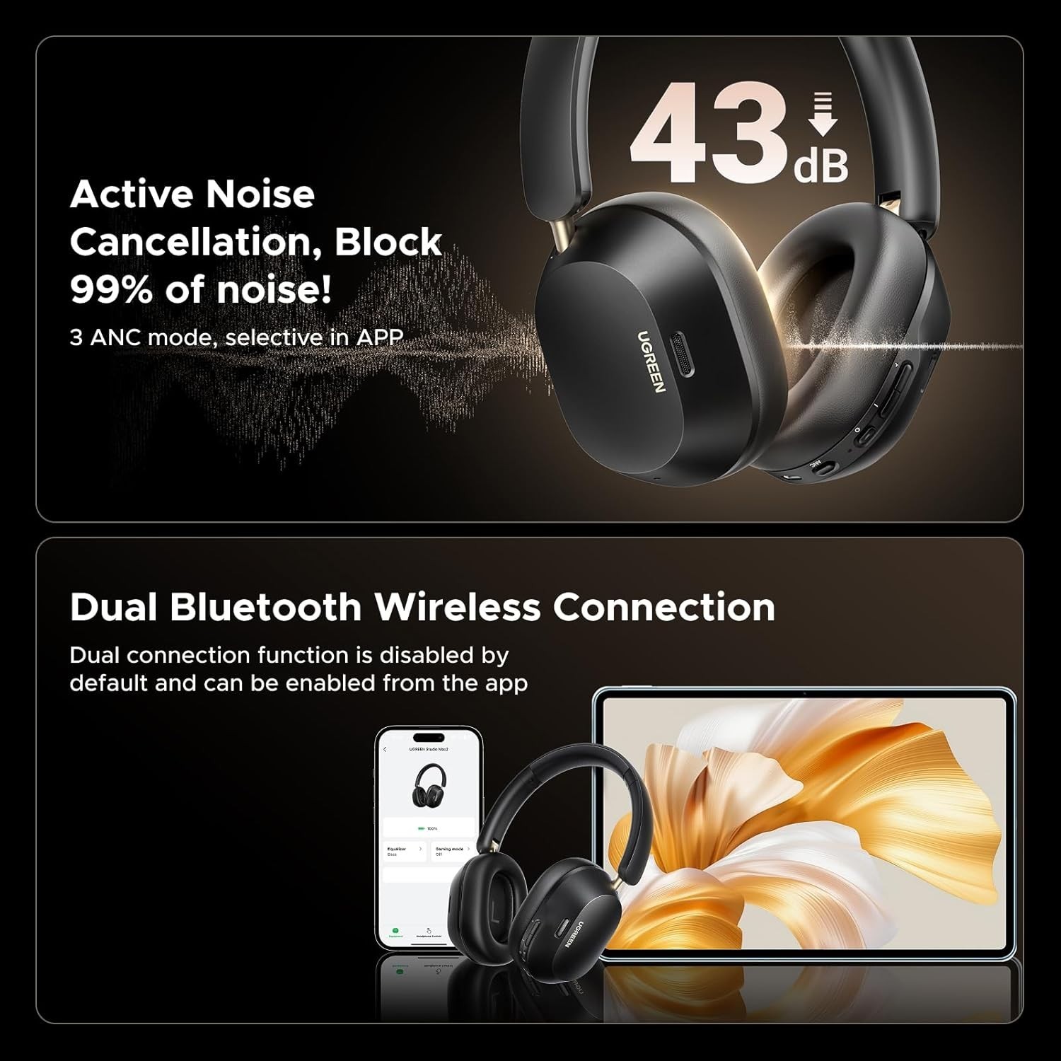 HiTune Max5C Over-Ear Wireless Headphones – 75H Playtime, ANC & Spatial Audio