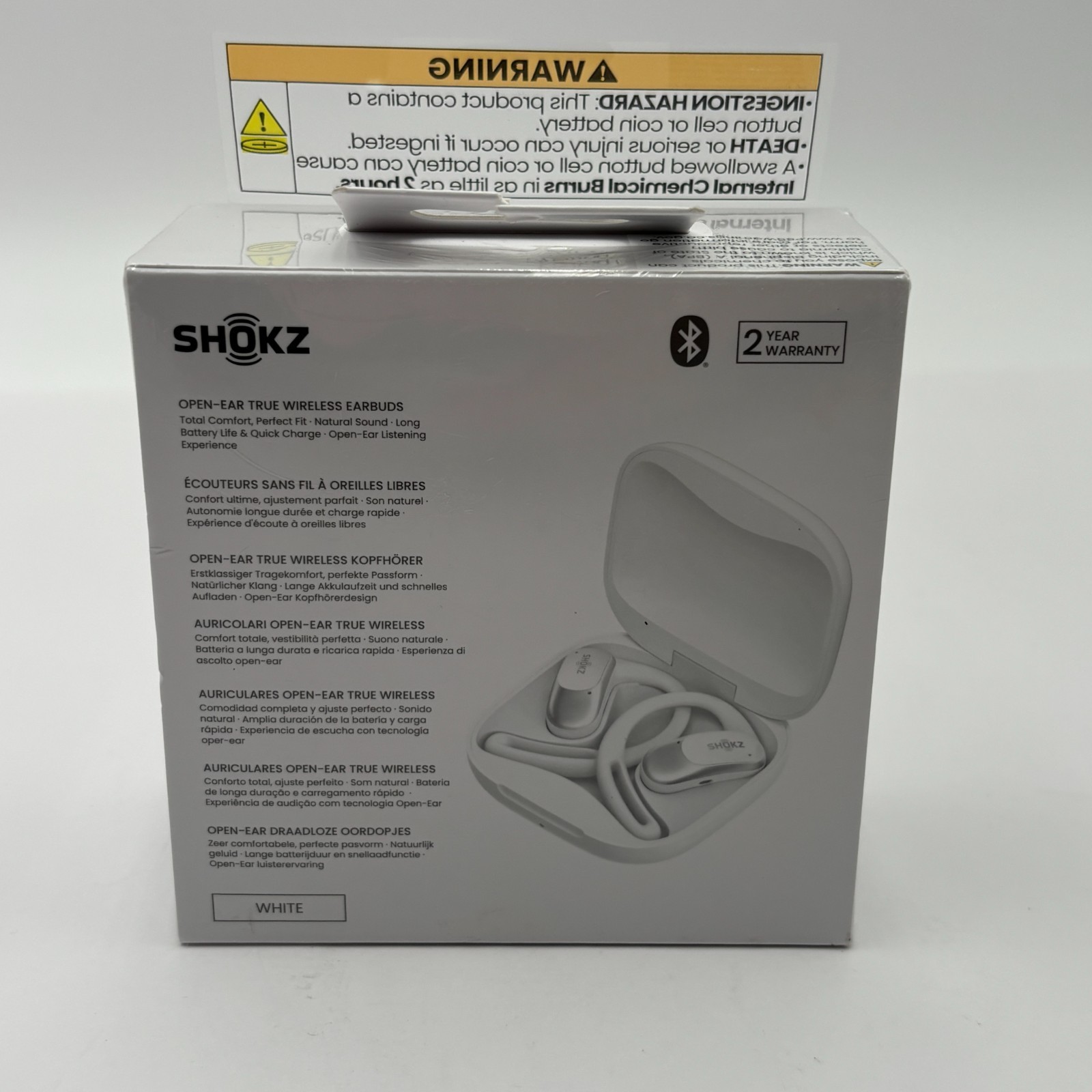 Shokz OpenFit Air Open-Ear True Wireless Earbuds White New Sealed Ships Free