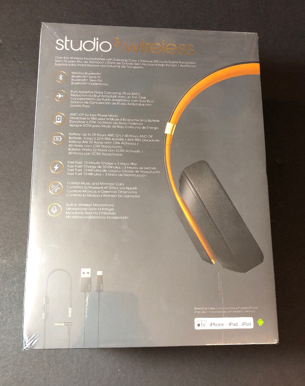 Beats by Dr Dre Studio 3 Over-Ear Wireless Headphone [ Midnight Black ] NEW