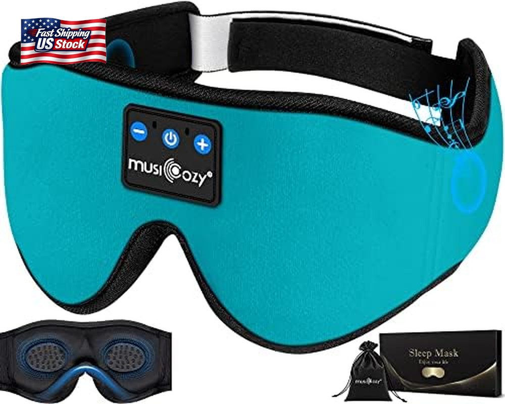 MUSICOZY Sleep Headphones Bluetooth 5.2 Headband Sleeping Headphones Sleep Mask,