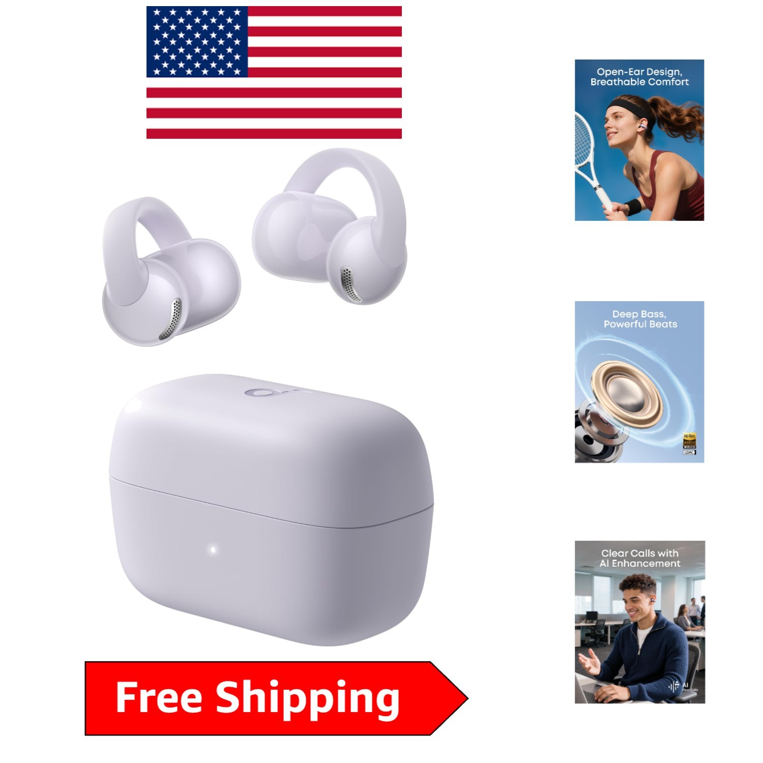 Ultra-Comfort C50i Wireless Headphones – FlexiClip Design for All-Day Wear
