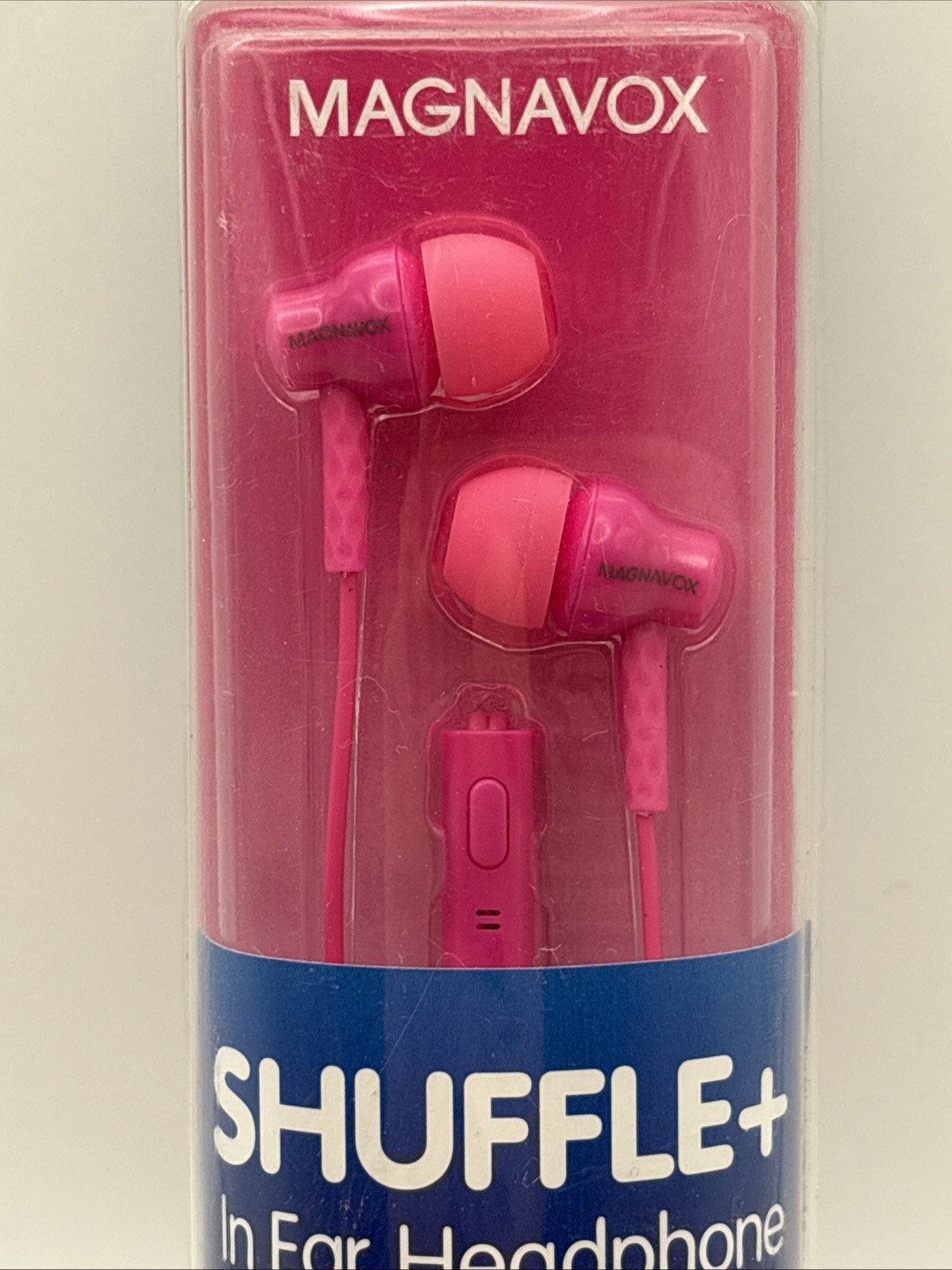 Magnavox Shuffle + In Ear Headphones w/ Handsfree Mic & Music Control – Pink