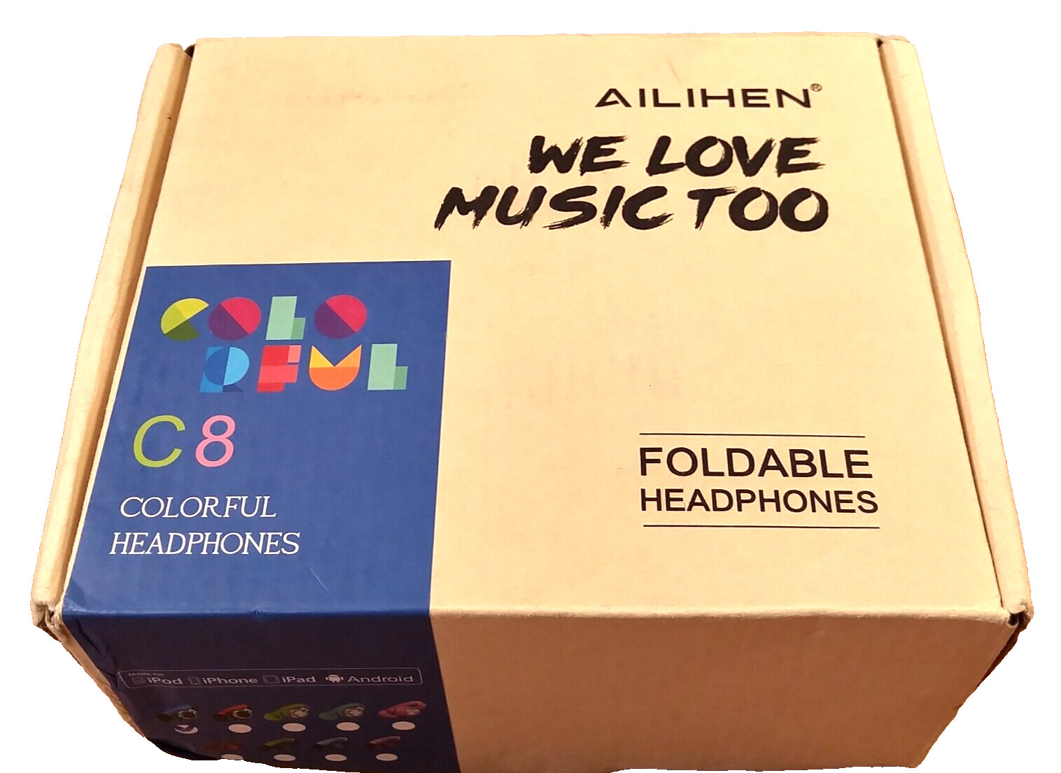 Ailihen Wired C8 Headphones In Line Microphone On-Ear Volume Control Collapsible