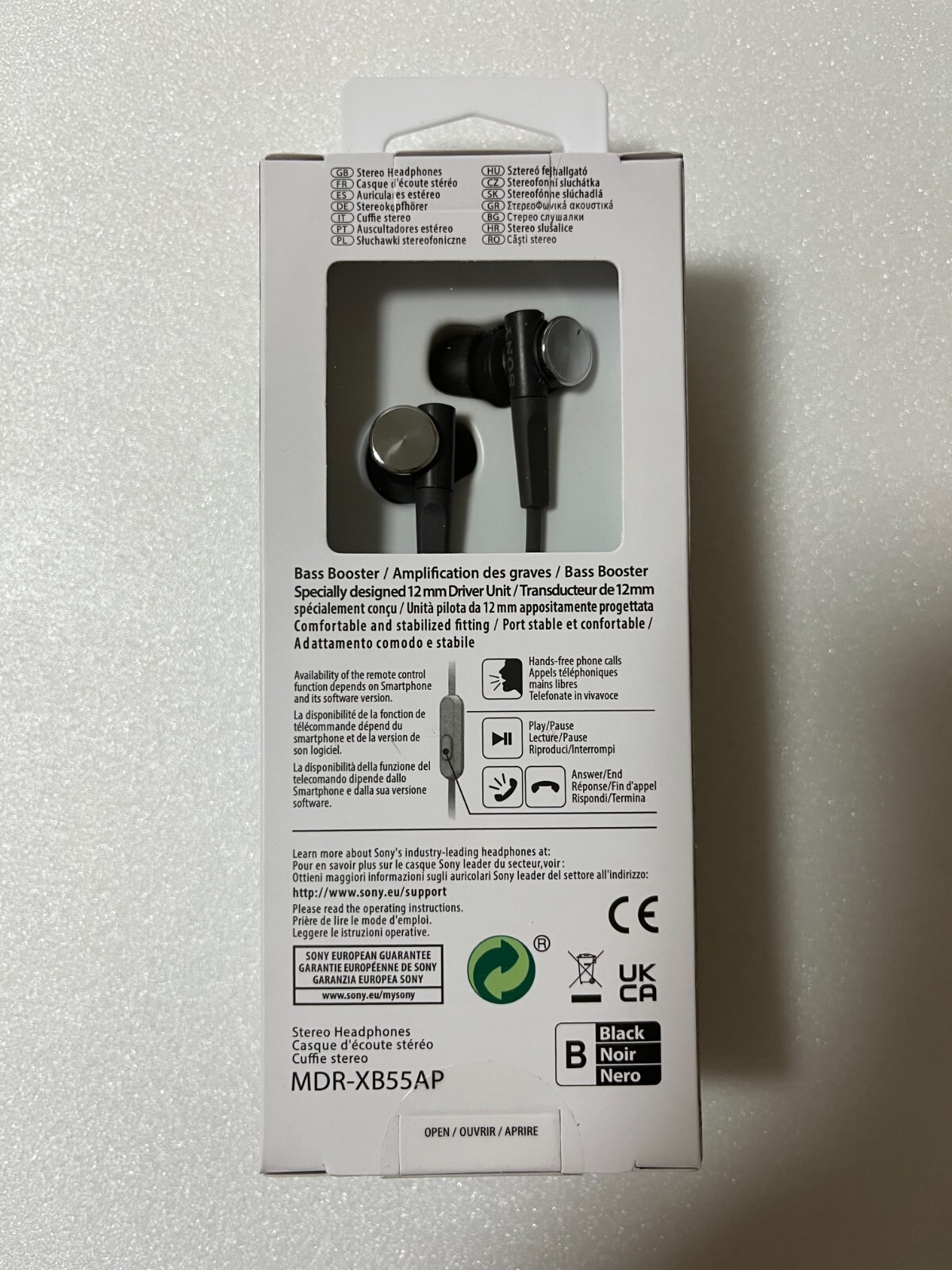 SONY MDR-XB55AP Bass Booster In-Ear Stereo Headphones with Mic – Black Japan