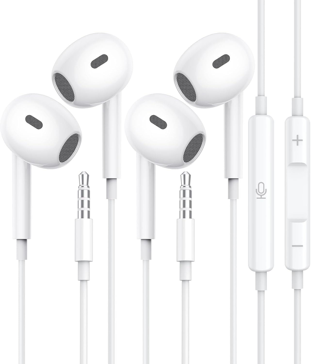 Versatile HiFi Stereo Headphones – Wired Earbuds with Clear Mic – 3.5mm – 2 Pack