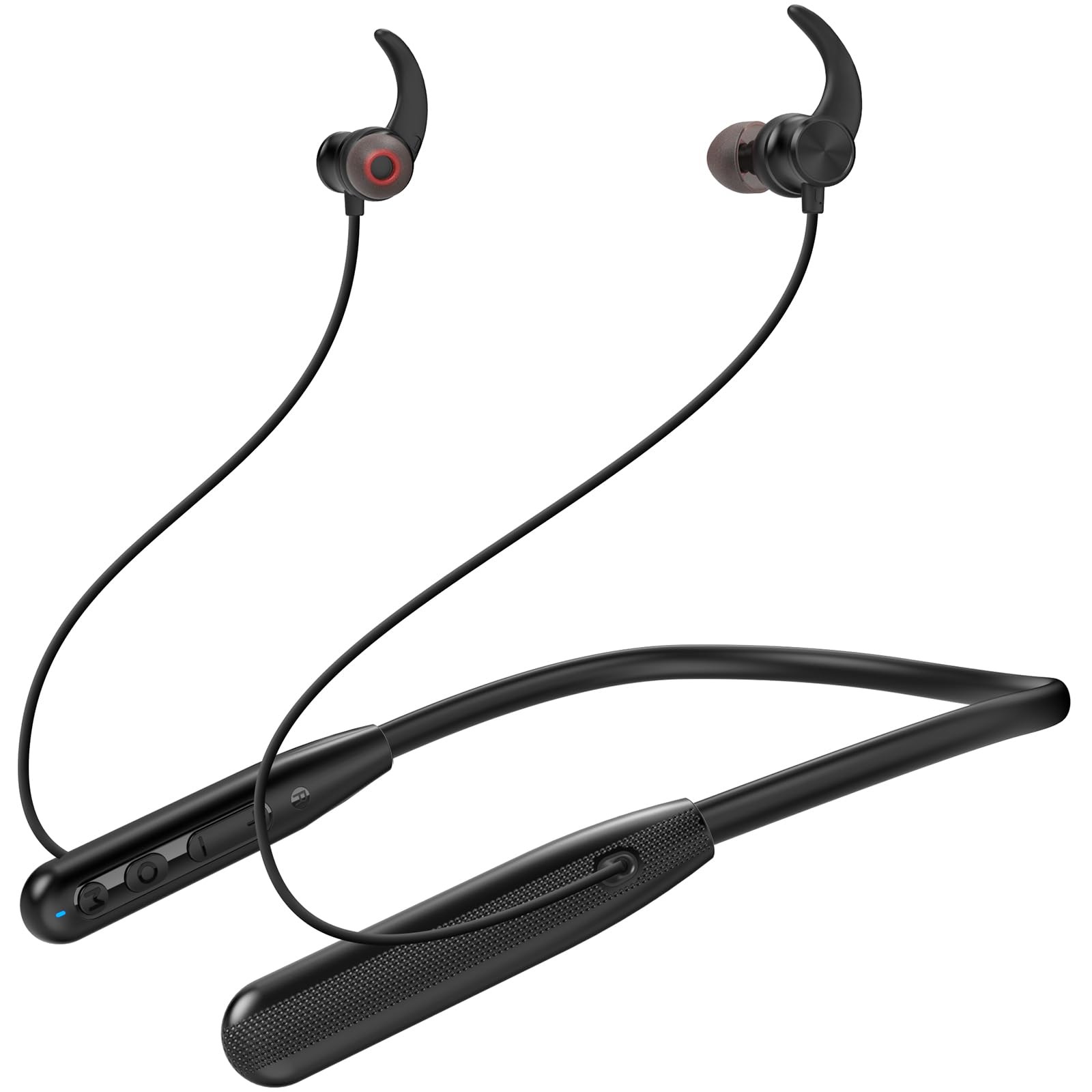 Rythflo Neckband Bluetooth Headphones, ENC IPX7 Sweatproof Sport Small, Black