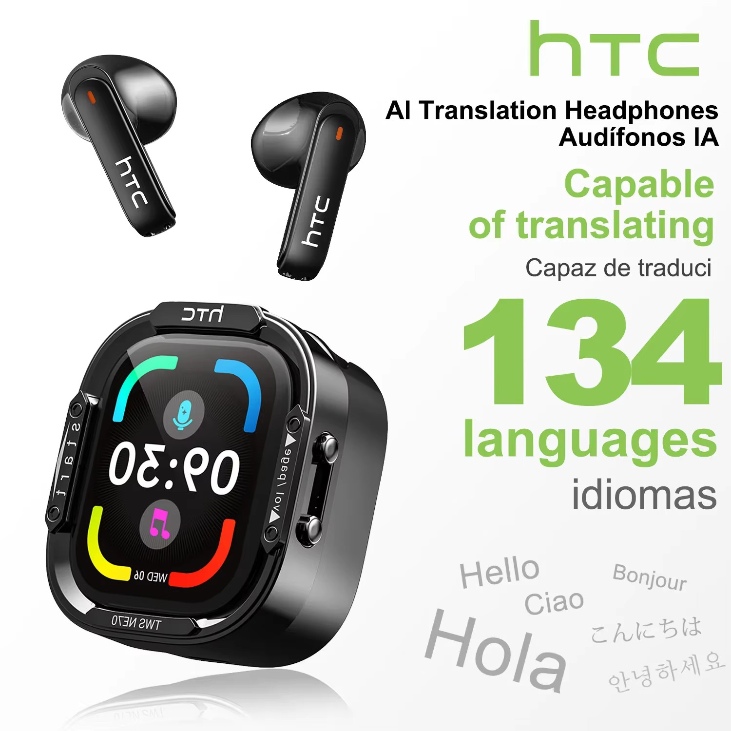 NE70 Bluetooth V6.0 Headphones Smart Touchscreen Wireless Earphones AI Translato